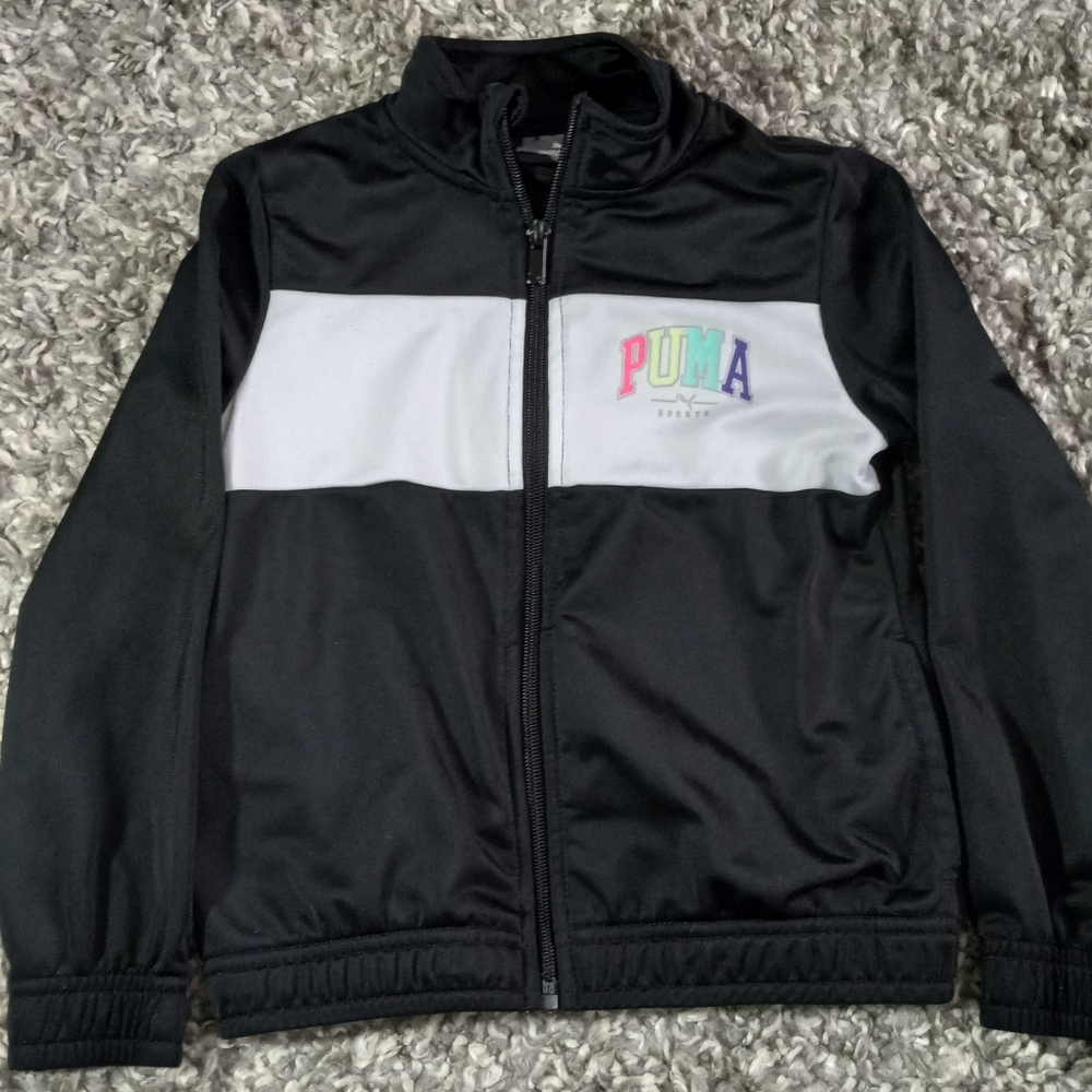 Girl PUMA Black and White Track Jacket Size 5